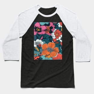 Colorful Flower Pattern V6 Baseball T-Shirt